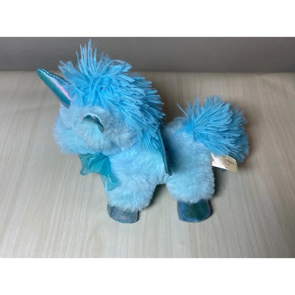 Plush 7" HOLIDAY‎ TIME Teal Unicorn PEGASUS UNICORN PLUSH glittery EYES LOVEY - Picture 4 of 7